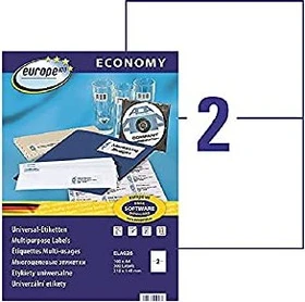 europe100 Etiketten, 210x148mm, weiß, 100 Blatt (200 Etiketten)