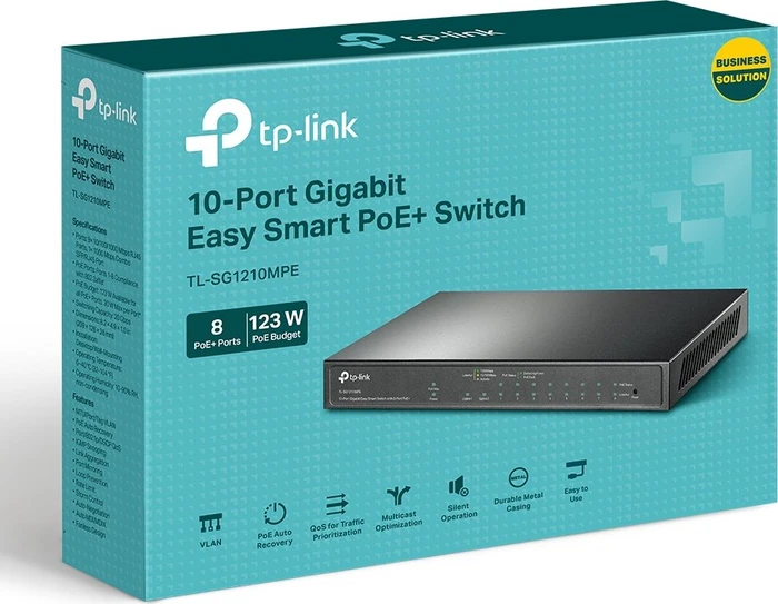 TP-Link TL-SG1210MPE Desktop Gigabit Switch, 9x RJ-45, 1x RJ-45/SFP, 123W PoE+