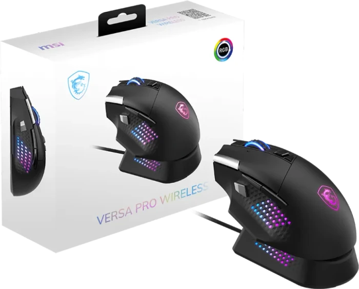 MSI Versa Pro Wireless + Mouse Dock Pro, schwarz, USB/Bluetooth
