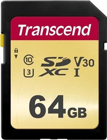 Transcend 500S R95/W50 64GB, UHS-I U3, Class 10