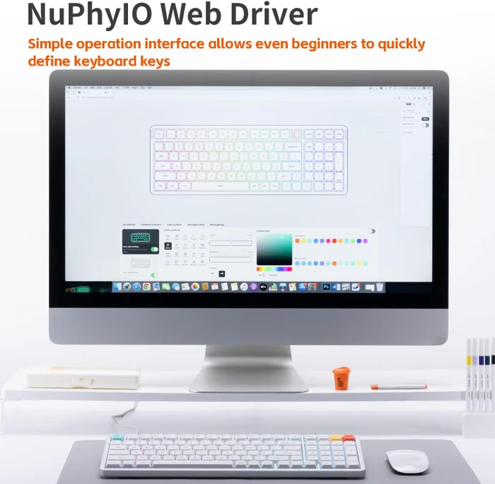 NuPhy Air100 V3 Mac/PC, Nova White, weiß/silber, hot-swap, Low-Profile Red nano, USB/Bluetooth, US