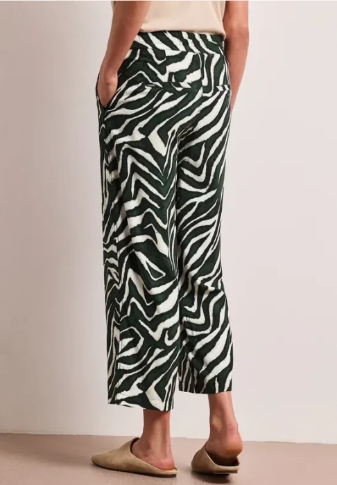 Street One Gemusterte Wide Leg Hose pine grove green (Damen)