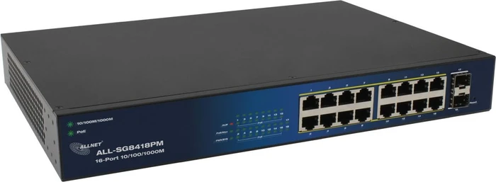 Allnet SG84 Rackmount Gigabit Smart Switch, 16x RJ-45, 2x SFP, 240W PoE+