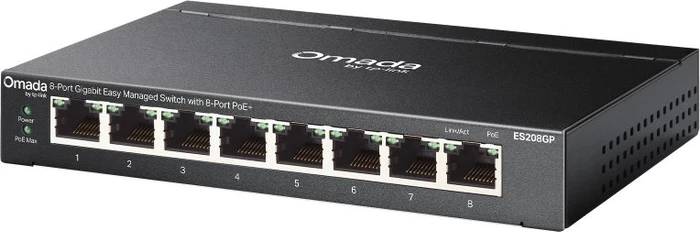 TP-Link Omada ES200 Desktop Gigabit Managed Switch, 8x RJ-45, 64W PoE+