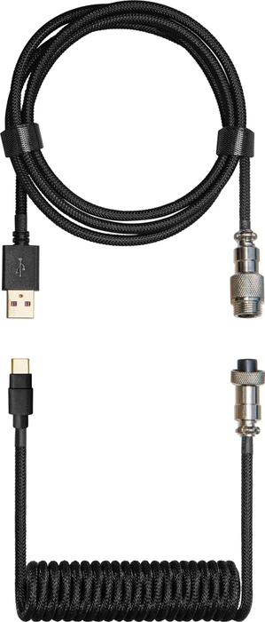Cooler Master Coiled Cable USB-C auf USB-A, Tastaturkabel (Spiral-Textilkabel), 1.5m, Shadow Black