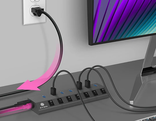 RaidSonic Icy Box IB-HUB1701-C3 USB-Hub, 7x USB-A 3.0, USB-B 3.0 [Buchse]