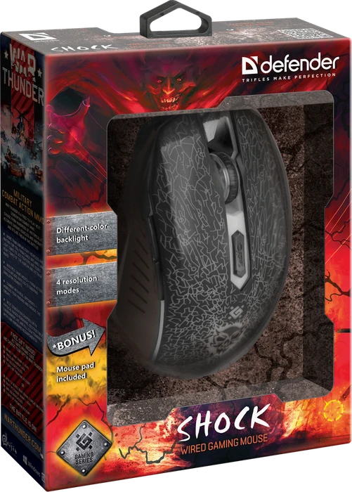 Defender Shock GM-110L RGB Gaming Mouse schwarz, USB