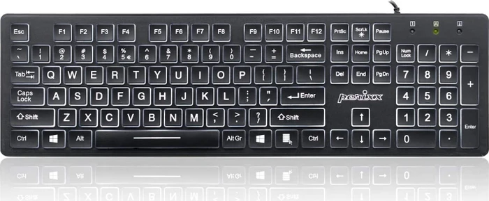 Perixx Periboard-317, schwarz, LEDs weiß, USB, US