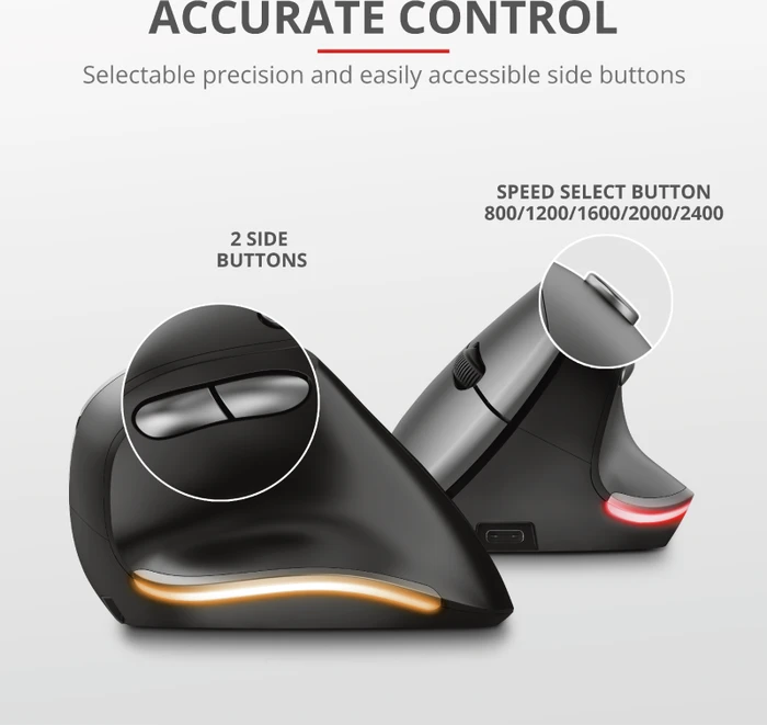 Trust Bayo Wireless Rechargeable Ergonomic Mouse, schwarz/grau, USB