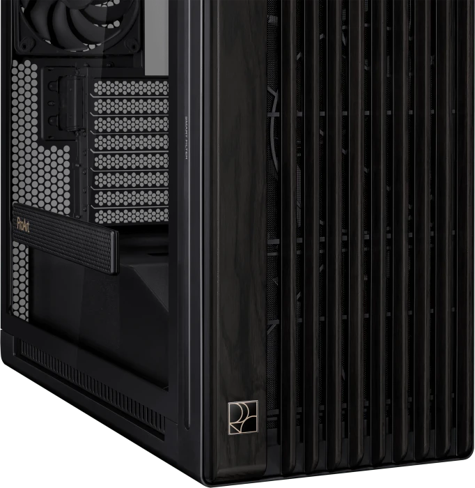 ASUS ProArt PA602 Wood Edition, schwarz/braun, Tempered Glass Panel, Glasfenster