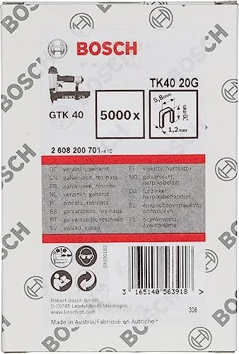 Bosch Professional TK40 20G verzinkt Tacker-Klammern, 20x5.8mm, 5000 Stück