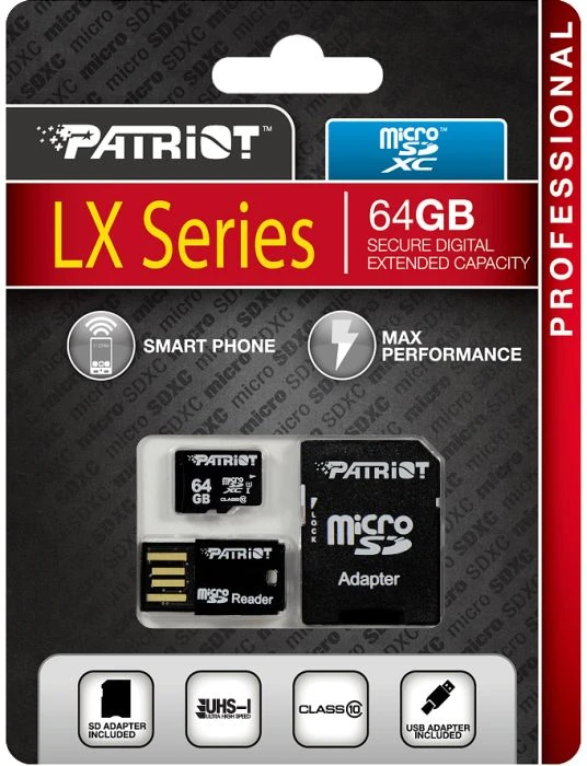 Patriot LX 64GB Kit, UHS-I, Class 10