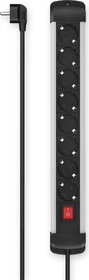 Hama Aluminium Steckdosenleiste mit Schalter, 8-fach, Wandmontage, 1.5m, schwarz