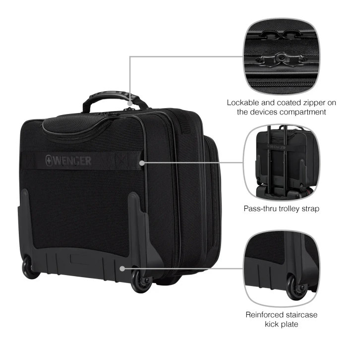 Wenger Legacy Black Series 15.6" Laptop-Tasche mit Rollen, schwarz