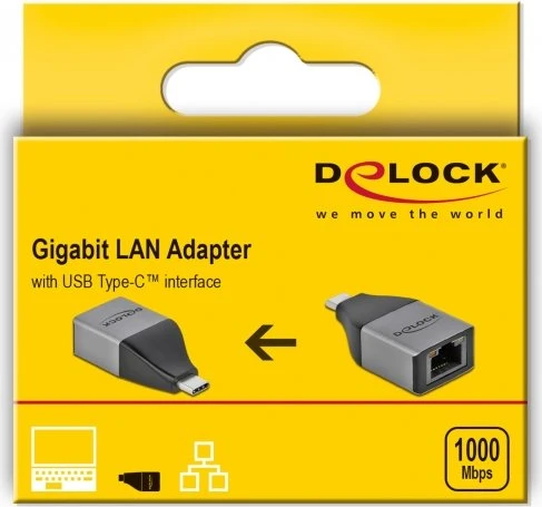 DeLOCK USB Type-C Adapter zu Gigabit LAN 10/100/1000 Mbps LAN-Adapter, USB-C 3.0 [Stecker]