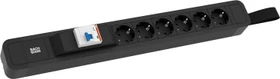 Bachmann Primo 2, 6-fach, mit Schlaufe, FI-Schutzschalter, 2m, schwarz
