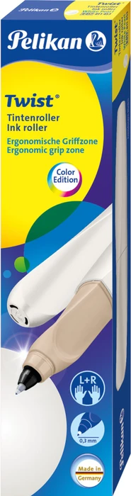Pelikan Twist Tintenroller (Mine) white pearl, Rechts- und Linkshänder, Faltschachtel