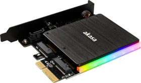 Akasa M.2 PCIe and M.2 SATA SSD adapter card with RGB LED light and heatsink (AK-PCCM2P-03)