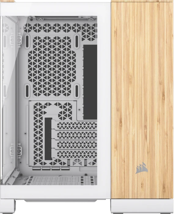 Corsair 2500X White/Bamboo, weiß/braun, Glasfenster