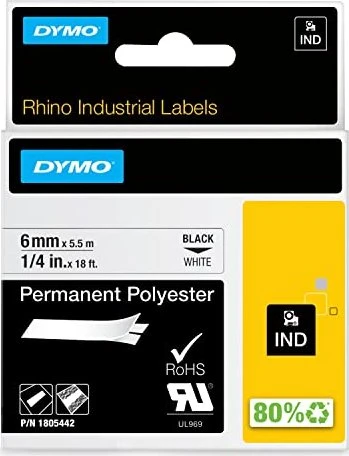 DYMO Rhino-Polyesterband 6mmx5,5m, sw auf ws 1805442(VE550)