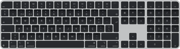 Apple Magic Keyboard mit Touch ID und Ziffernblock für Mac mit Apple Chip (USB-C), schwarz/silber, USB/Bluetooth, PT