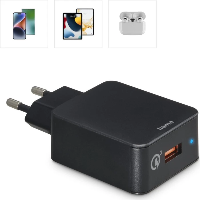 Hama Schnellladegerät Qualcomm Quick Charge 3.0 USB-A 19.5W schwarz