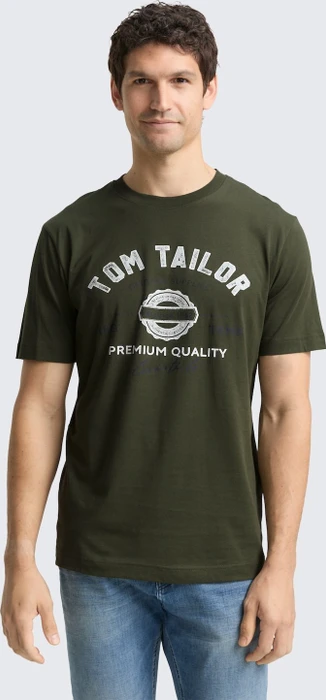 Tom Tailor Logo-Print T-Shirt kurzarm deep forest green (Herren)
