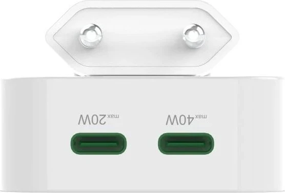 Hama Schnellladegerät GaN 2x USB-C faltbares Mini-Ladegerät PD 40W weiß