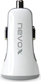 Nevox USB Dual port KFZ Ladeadapter mit AUTO-ID 24W weiß/grau
