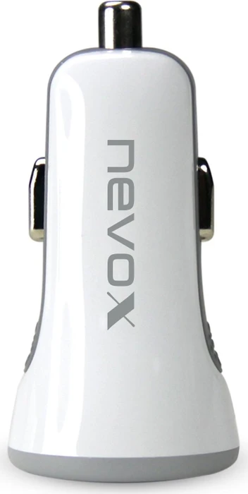 Nevox USB Dual port KFZ Ladeadapter mit AUTO-ID 24W weiß/grau