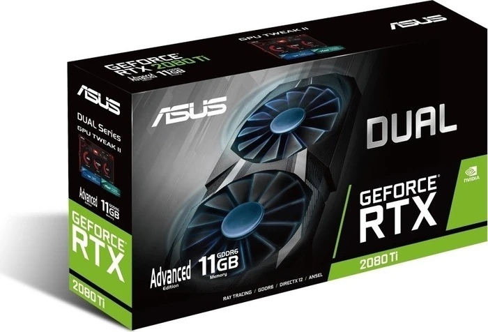 ASUS Dual GeForce RTX 2080 Ti Advanced, DUAL-RTX2080TI-A11G, 11GB GDDR6, HDMI, USB-C, 3x DP
