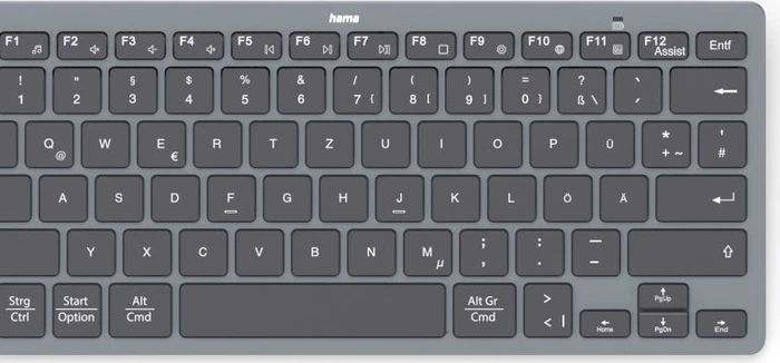 Hama Travel 400 Mini-Tastatur, dunkelgrau/schwarz, Bluetooth, DE
