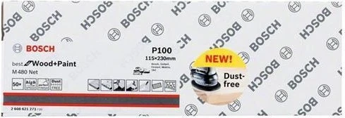 Bosch Professional M480 Best for Wood and Paint Gewebeschleifblatt K100, 115x230mm, 50 Stück