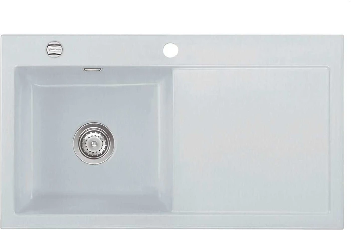 systemceram Mera 90 Einbau Becken links mit Ablauffernbedienung alu
