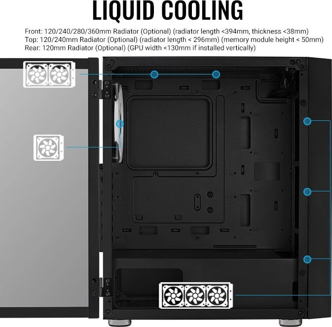 AeroCool Graphite, Lüfter LED RGB, Glasfenster
