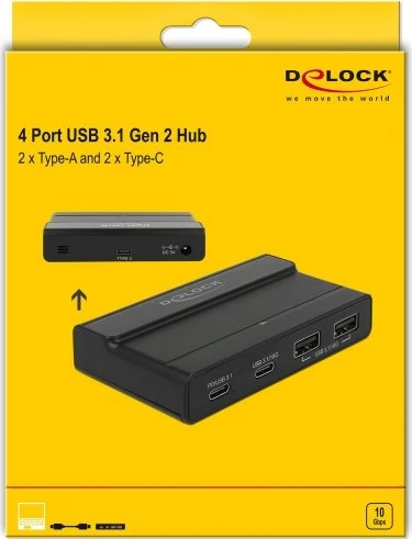 DeLOCK USB-Hub, 2x USB-C 3.1, 2x USB-A 3.1, USB-C 3.1 [Buchse]