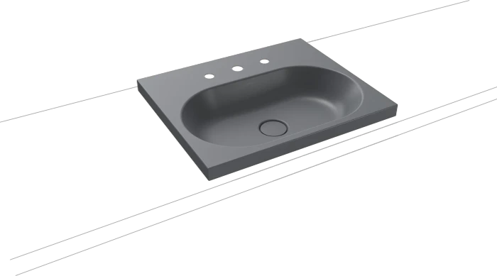 Kaldewei Centro 3055 Aufsatzwaschtisch 60x50x4cm, Perl-Effekt, cool grey 70