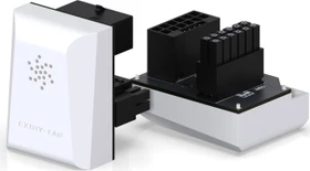 EZDIY-FAB 12VHPWR Winkeladapter 180°, Variante RVS, Sense-Pins an der Unterseite, weiß, 450W