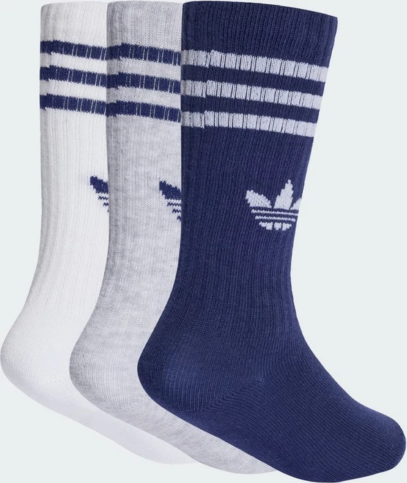 adidas 3-Streifen Crew Socken white/light grey heather/dark blue, 6 Paare (Junior)