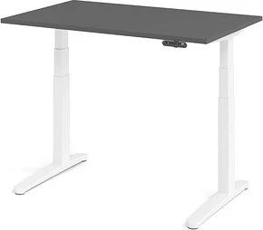 Hammerbacher Ergonomic Aktiv XBHM12 elektrisch höhenverstellbarer Sitz-Steh-Schreibtisch 120x80cm graphit/weiß