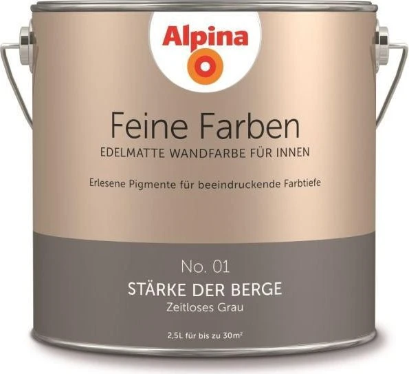 Alpina Farben Feine Farben No. 01 Stärke der Berge innen zeitloses grau edelmatt, 2.5l