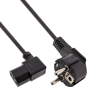 InLine Netzkabel, Schutzkontakt gewinkelt auf Kaltgerätestecker C13 gewinkelt, schwarz, 0.3m