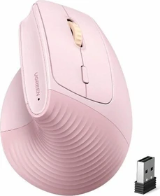 Ugreen M571 Ergonomic Vertical Wireless Mouse, rosa, USB/Bluetooth (55917)