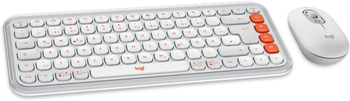 Logitech POP Icon Combo, Off-White & Orange, Logi Bolt, USB/Bluetooth, DE