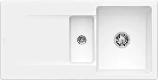 Villeroy & Boch Siluet Flat 980x490mm Einbau Becken reversibel mit Ablauffernbedienung snow white