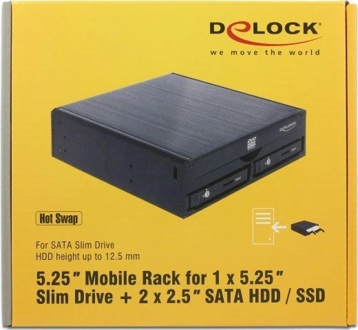 DeLOCK 5.25" Wechselrahmen auf 2x 2.5" SATA, 1x 5.25" Slimline