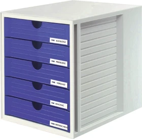 HAN Systembox Schubladenbox, 5 Schubladen, blau/grau