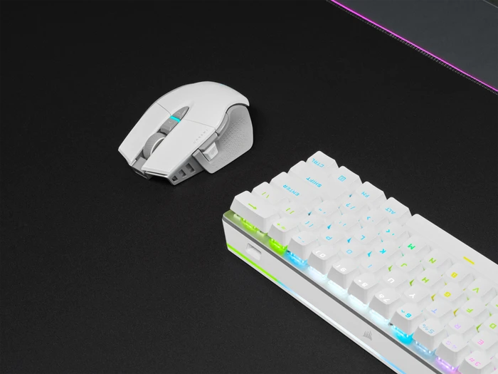 Corsair Gaming M65 RGB Ultra Wireless, weiß/hellgrau, USB/Bluetooth