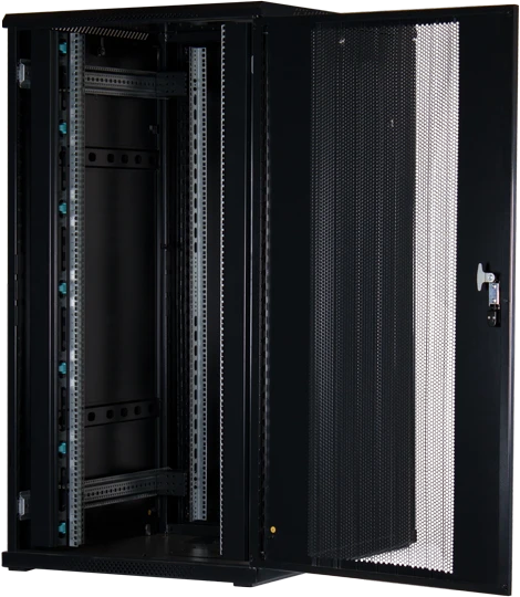 Rockstable 19" Serverschrank 32HE, Gitternetztür, IP2X, schwarz, 1000mm tief