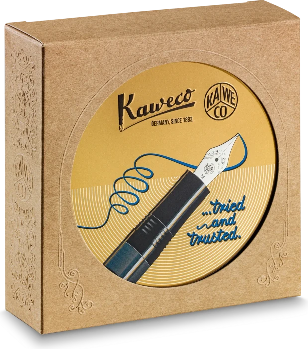 Kaweco Piston Sport AL Starter Set mit Tinte navy/gold, rechte Hand, extra fein